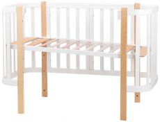 Ліжечко Babyroom Місяць білий - натуральний, 120x60 см, 4 рівні, матеріал вільха/бук
